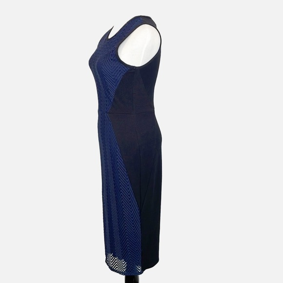 Weston Wear Islington Navy Blue Knit Pencil Dress with Lace Front (S) - Picture 6 of 11